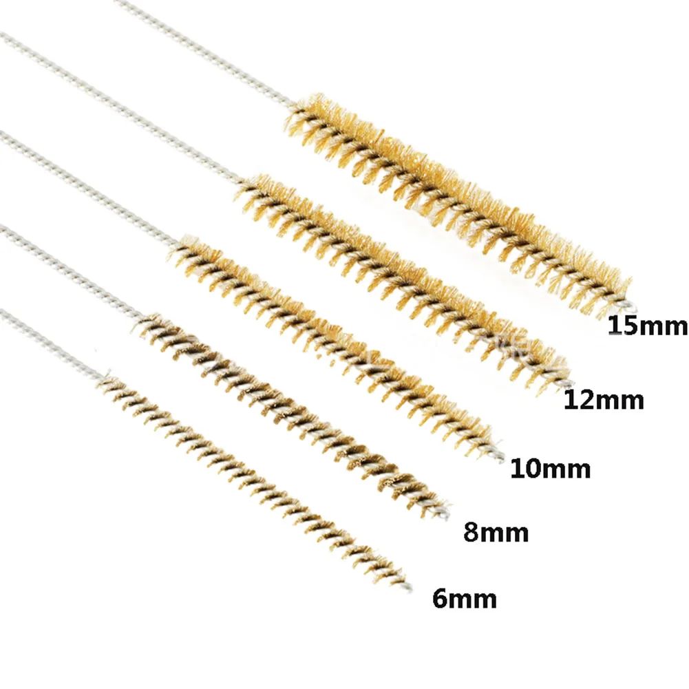 5/10pcs Cleaning Brushes Stainless Steel Brass Cylinder Wire Tube Pipe Cleaning Brush For Power Drill Descaling Rust Removal