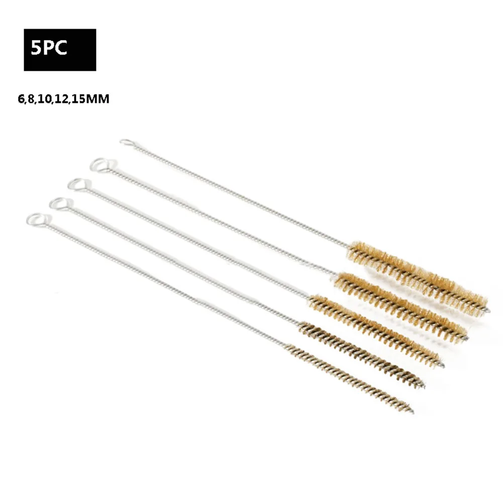 5/10pcs Cleaning Brushes Stainless Steel Brass Cylinder Wire Tube Pipe Cleaning Brush For Power Drill Descaling Rust Removal