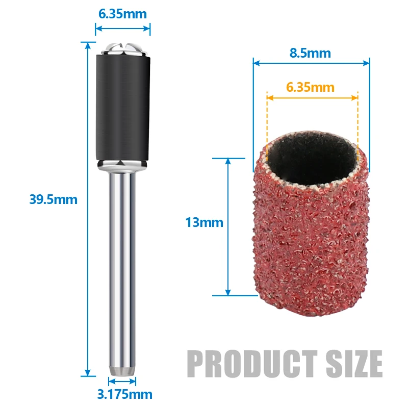 XCAN 11-102pcs 6.35mm Drum Sanding Kit with 1/8" Shank Mandrel for Rotary Tool Nail Drill Bits Abrasive Tools Dremel Accessories