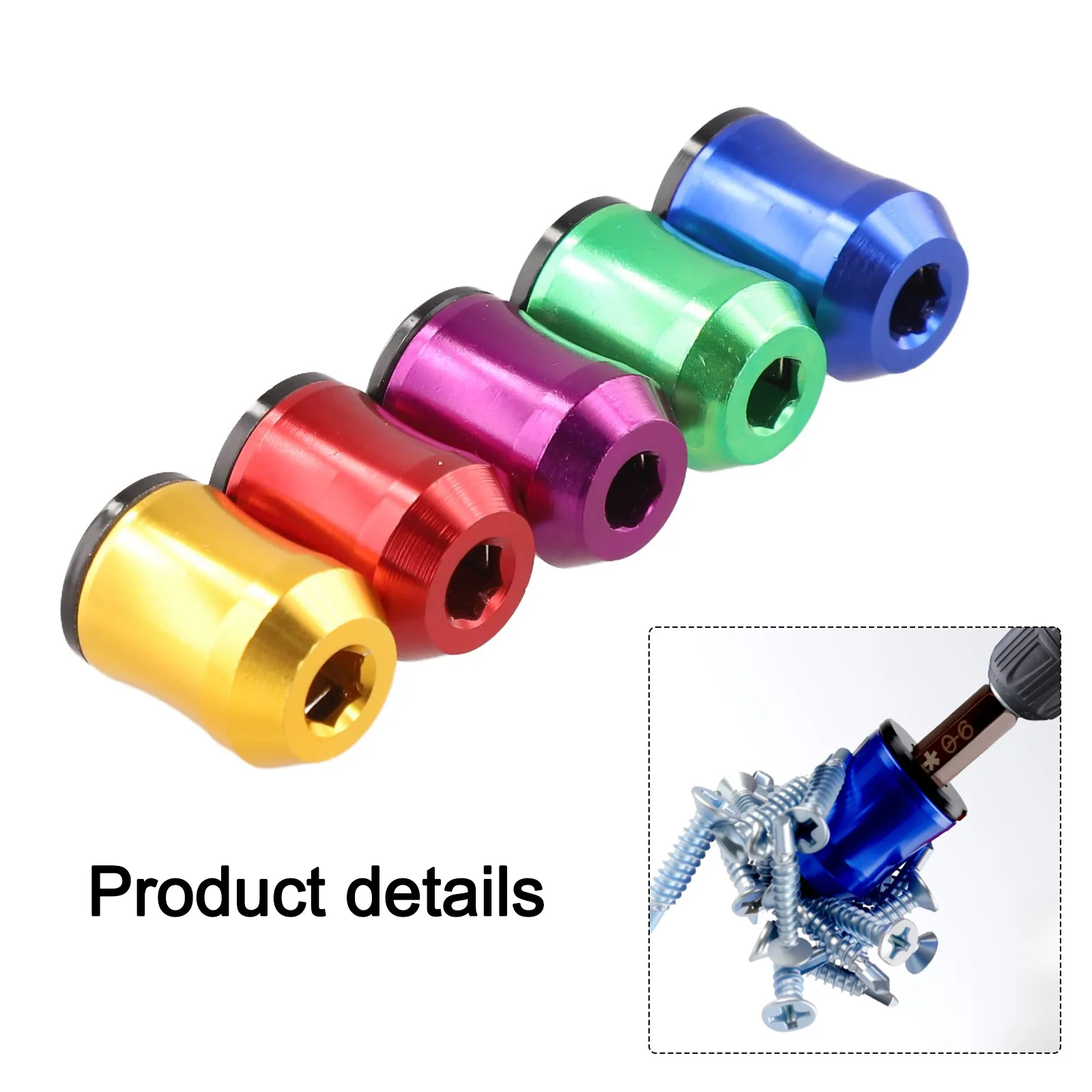1/5pcs 3-in-1 Screwdriver Head Magnetic Screw Rings Aluminum Alloy 6.35mm Shank Screw Bit Magnetic Magnetizer