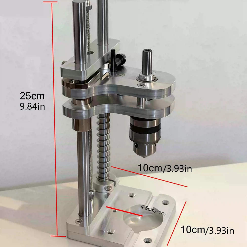 Woodworking Drilling Stand - Aluminum Profile Vertical Positioning Tool, Mini Desktop Drill Stand for Cordless Drills & DIY