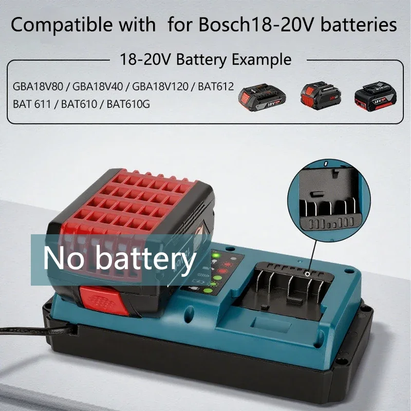 Dual Ports Charger Replacement for Makita/for Dewalt/for Milwaukee/for Bosch 18V Battery Charger,18V Charger Station,EU Plug