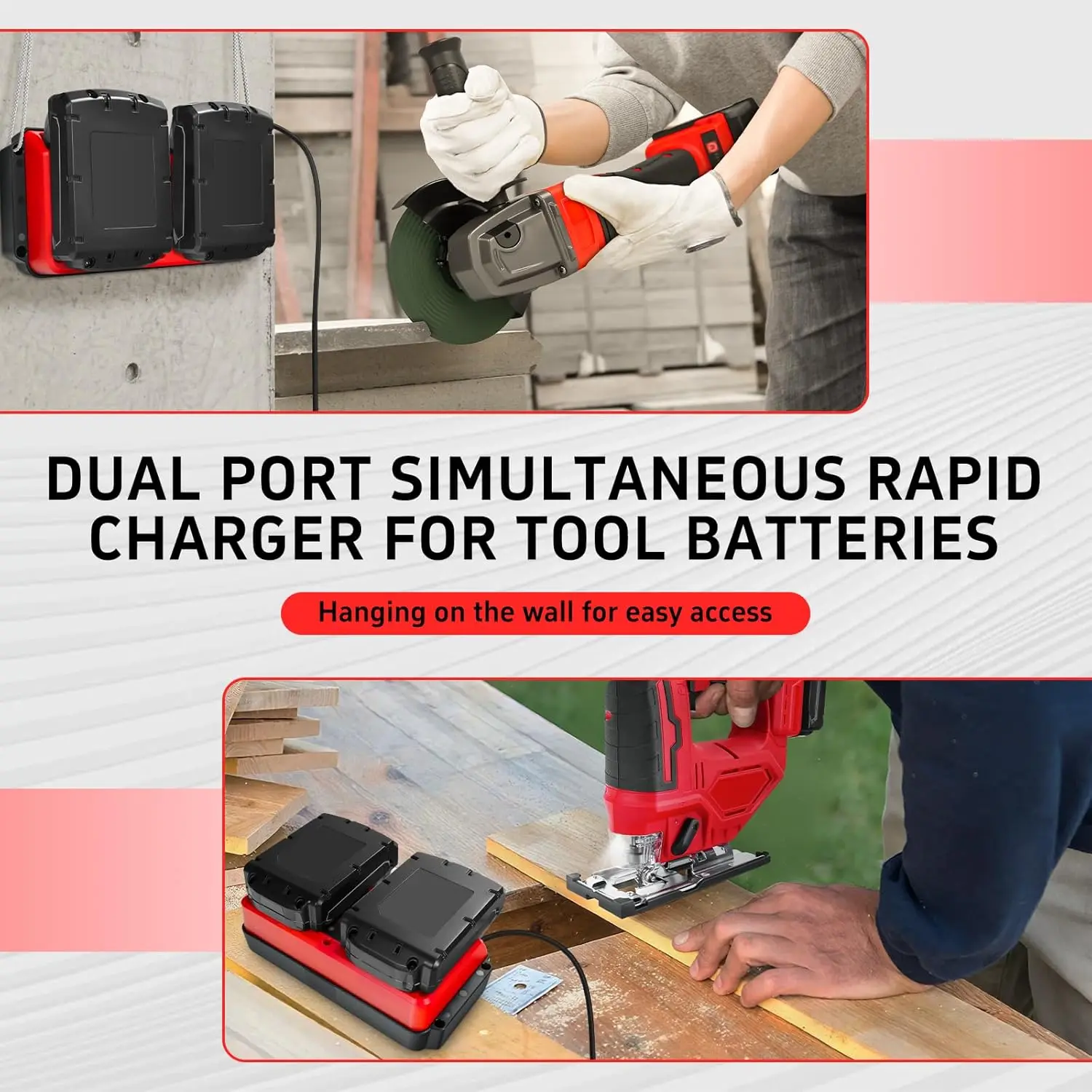 Dual Ports Charger Replacement for Makita/for Dewalt/for Milwaukee/for Bosch 18V Battery Charger,18V Charger Station,EU Plug