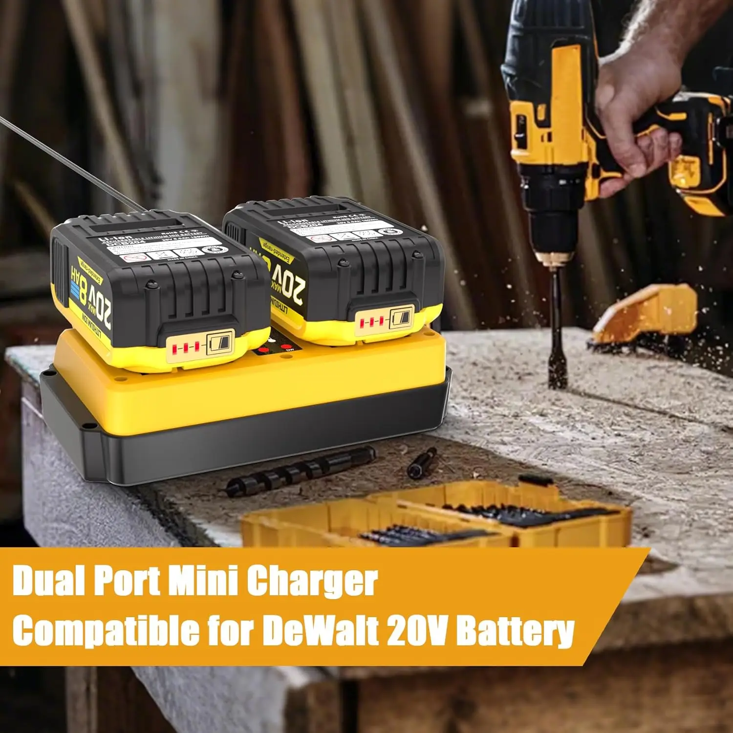 Dual Ports Charger Replacement for Makita/for Dewalt/for Milwaukee/for Bosch 18V Battery Charger,18V Charger Station,EU Plug