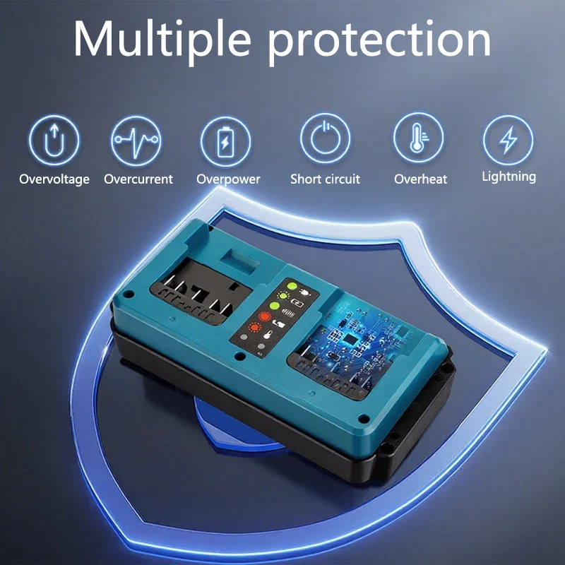 Dual Ports Charger Replacement for Makita/for Dewalt/for Milwaukee/for Bosch 18V Battery Charger,18V Charger Station,EU Plug