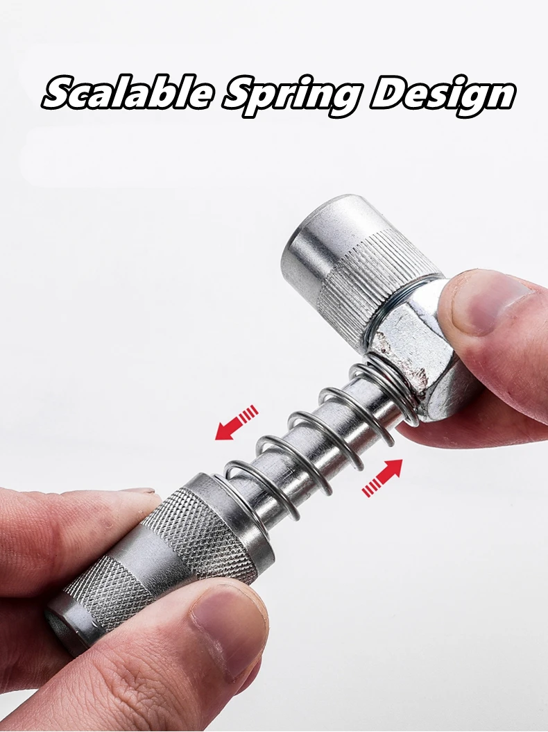 90 Degree Grease Coupler Gun Adapter Fittings Tool Grease Gun Tips 3 Jaw Angle Swivel Snap Right Fitting Tool for Truck Auto