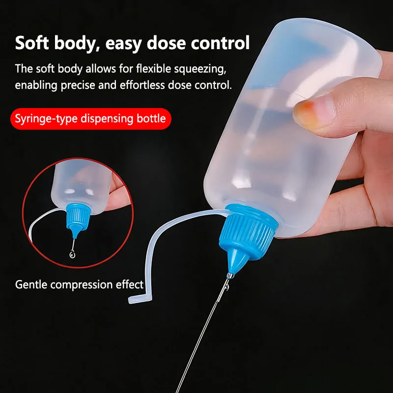 5ml 10ml 20ml 30ml 100ml 120ml PE Plastic Squeezable Tip Applicator Bottle Refillable Dropper with Needle Tip Caps Oil Bottles