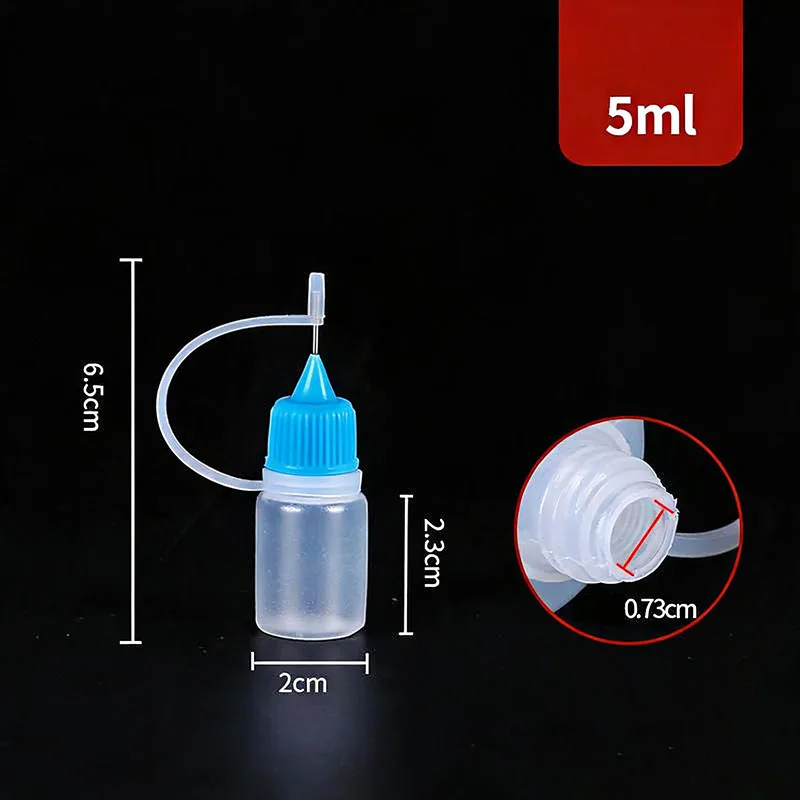 5ml 10ml 20ml 30ml 100ml 120ml PE Plastic Squeezable Tip Applicator Bottle Refillable Dropper with Needle Tip Caps Oil Bottles