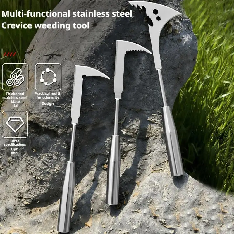 Handle Manual Weeder Tool (1pc) - Durable Stainless Steel with Gears, Efficient for Road Maintenance & Crack Weeding