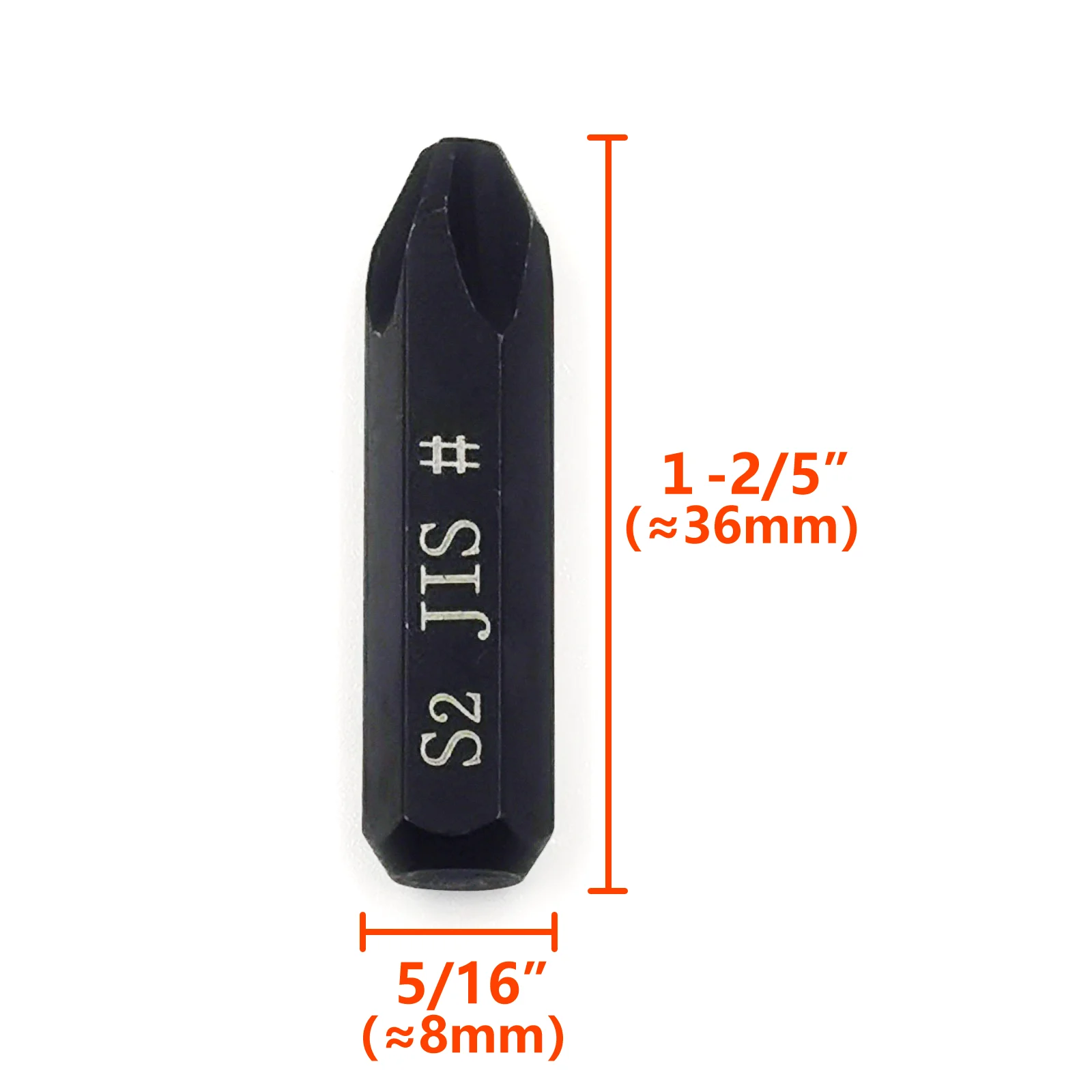 36mm JIS Impact Screwdriver Bits with 5/16“ Hex Shank, S2 Alloy Steel-Ideal for Japanese Automotive and Motorcycle Repairs
