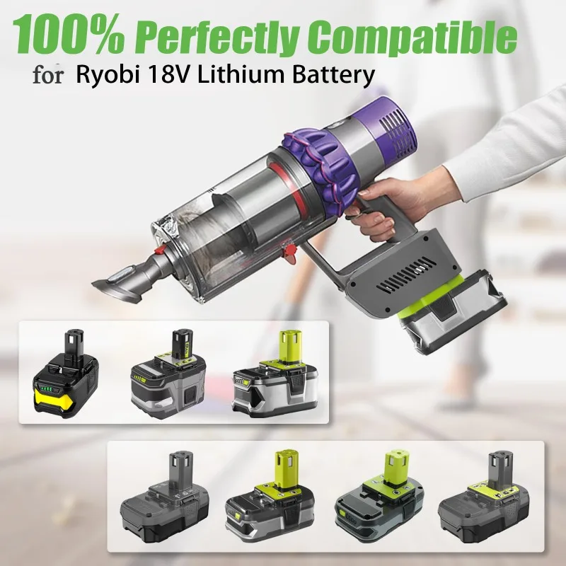 Battery Adapter for Makita/Milwaukee/DeWalt/Ryobi/Ein/Bosch/Craftsman 18V Lithium Batteries To for Dyson V10 Vacuum Cleaner