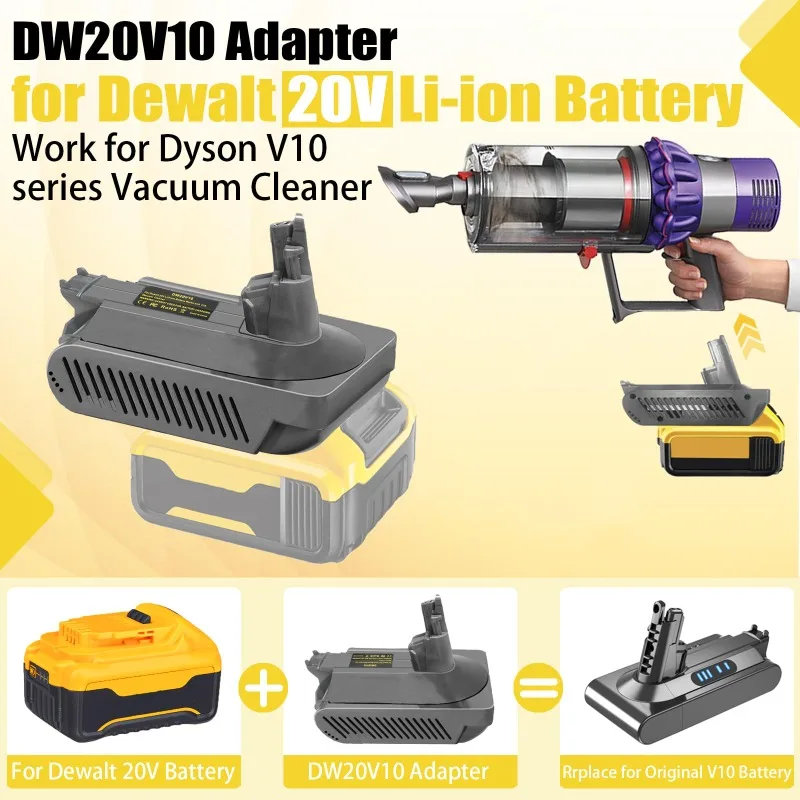 Battery Adapter for Makita/Milwaukee/DeWalt/Ryobi/Ein/Bosch/Craftsman 18V Lithium Batteries To for Dyson V10 Vacuum Cleaner
