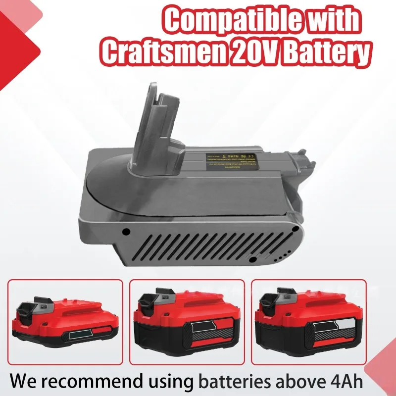 Battery Adapter for Makita/Milwaukee/DeWalt/Ryobi/Ein/Bosch/Craftsman 18V Lithium Batteries To for Dyson V10 Vacuum Cleaner