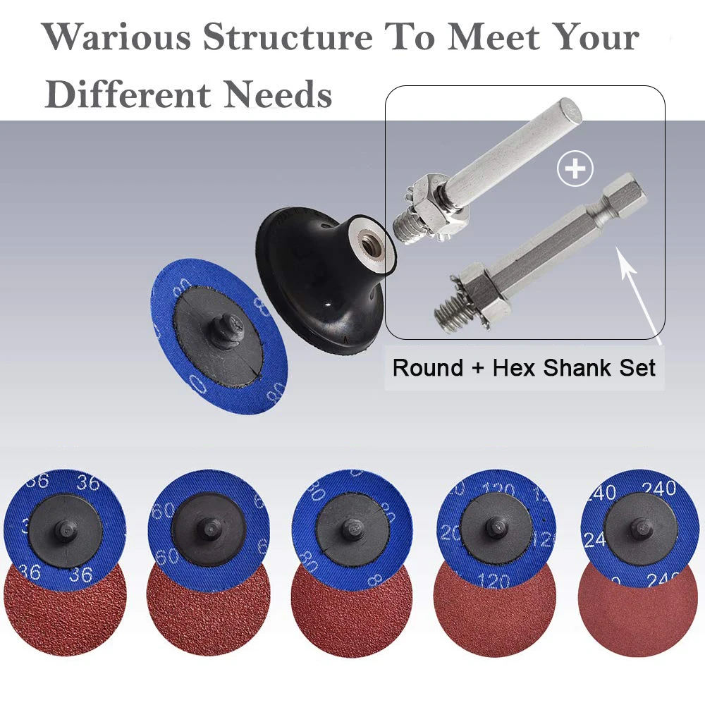 SIFANG 1/2/3 Inch Roll Lock Sanding Discs Holder, Backing Pad, Quick Change Adapter, 2PCs, 1/4 in Shanks