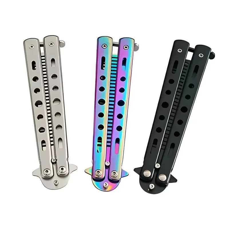 Training folding Knife butterfly in knife titanium practice tool no edge dull training knife kit accessories