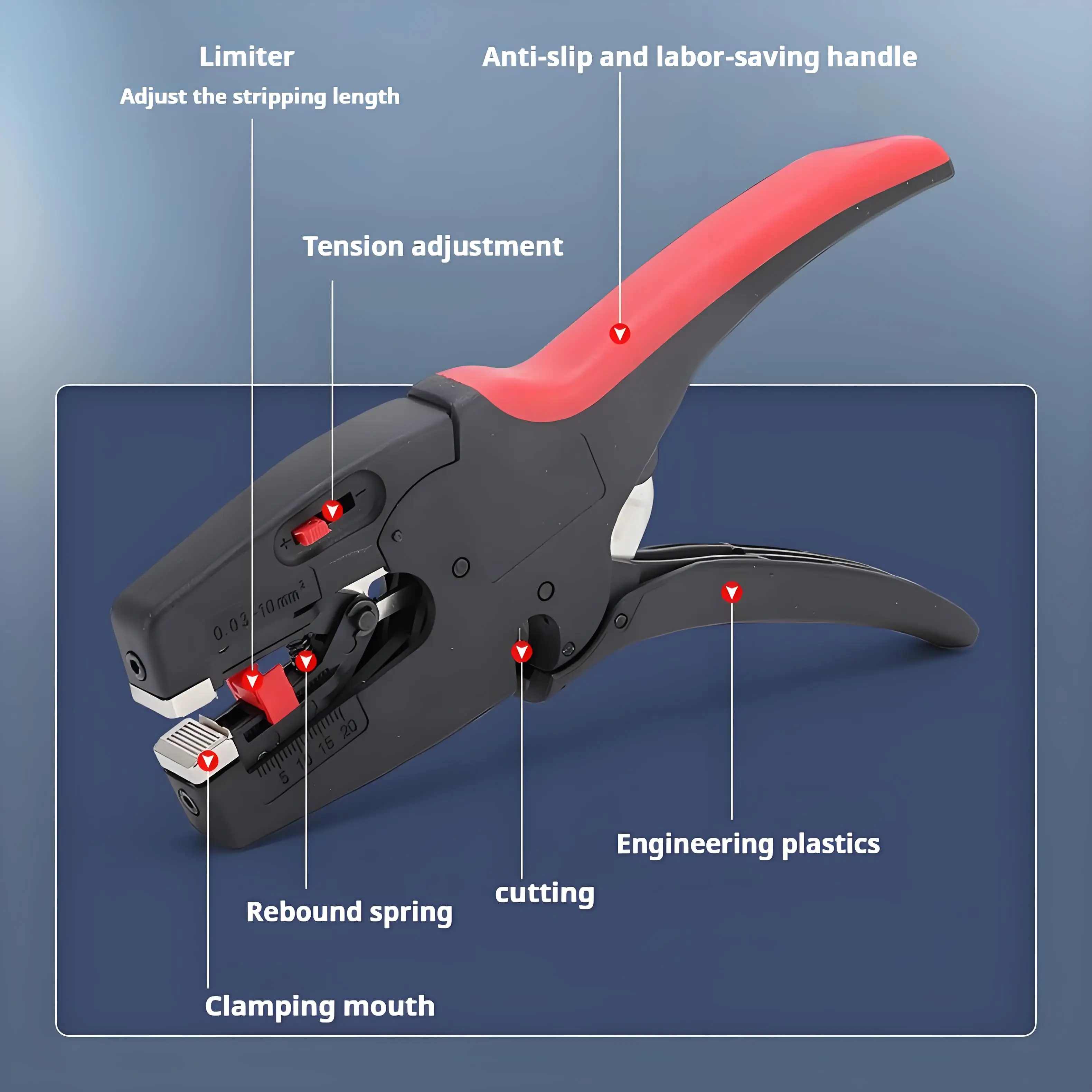 2 IN 1 Automatic Wire Stripper 0.03-10mm2 Electrician Wire Tool Cable Wire Stripper Cutter Multifunctional Cable Cutting Pliers