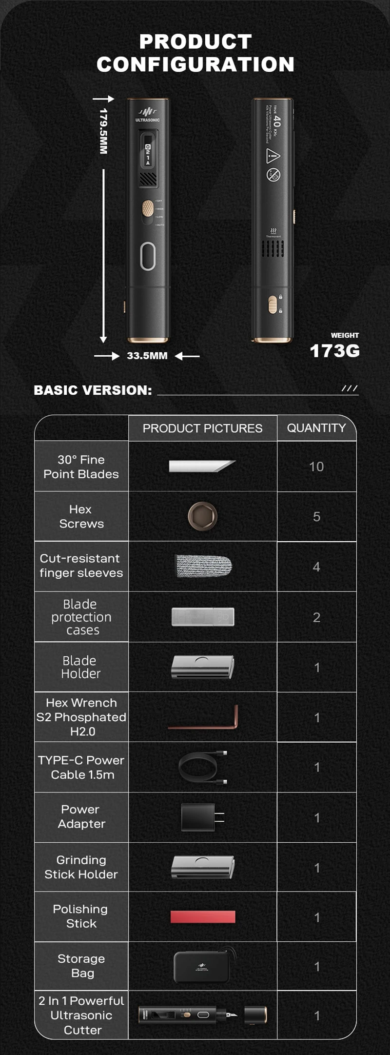 Jakemy JM-Y10 PRO Ultrasonic Cutting Knife OLED Screen Overheat Protection DIY Electric Cutting Carving Grinding Tool