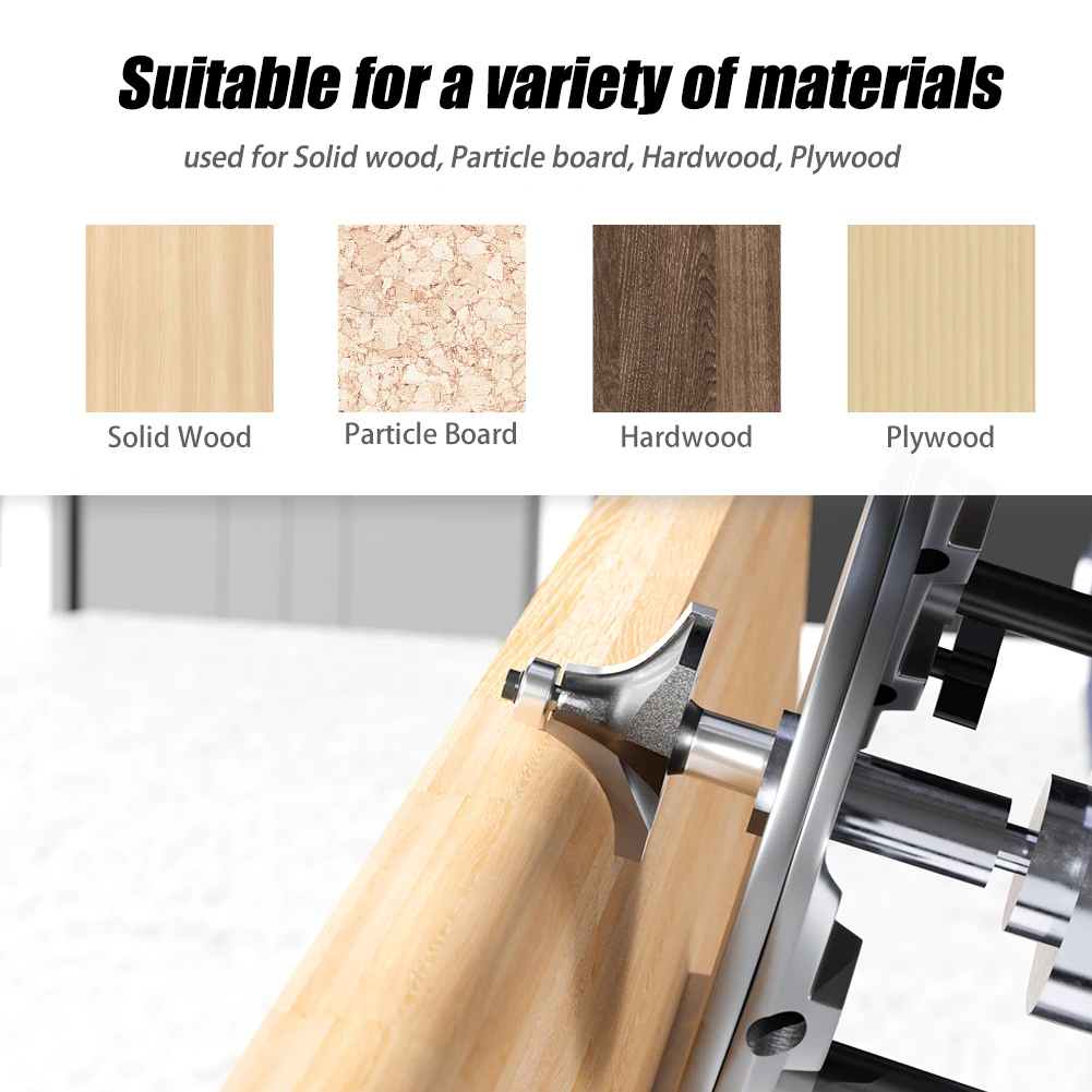 1pc 1/4" 1/2" Shank Woodworking Round Router Bit Woodworking Milling Cutter Slotting Tool Trimming Machine Router Bit