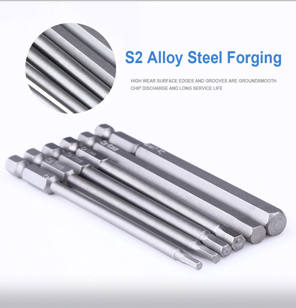 8pcs 100mm Hex Head Allen Wrench Drill Bits Set SAE Metric Allen Electric Hexagonal Bit Screwdriver Socket Bit Power Tool Parts