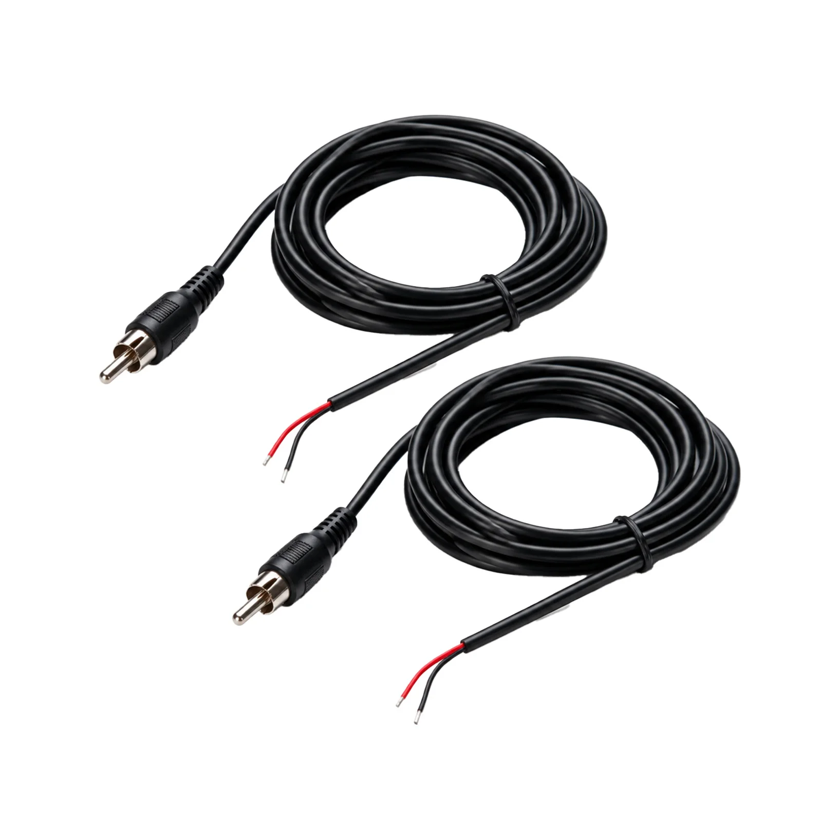 2Pcs RCA Male Plug Jack to Bare Wire Cable Repair Cord For CD DVD Player Tuner Amplifier Audio Speaker Subwoofer HDTV Cable 1m