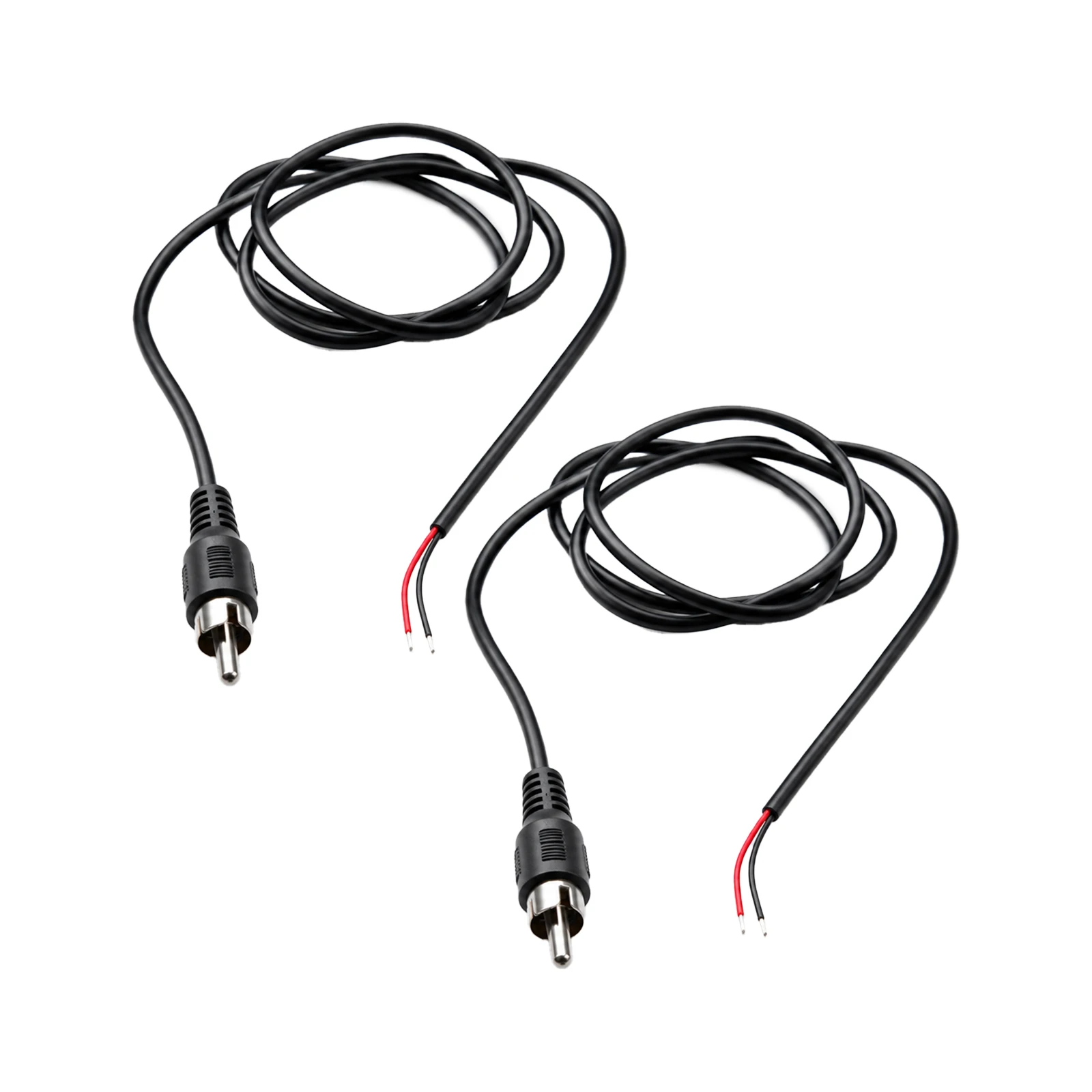 2Pcs RCA Male Plug Jack to Bare Wire Cable Repair Cord For CD DVD Player Tuner Amplifier Audio Speaker Subwoofer HDTV Cable 1m