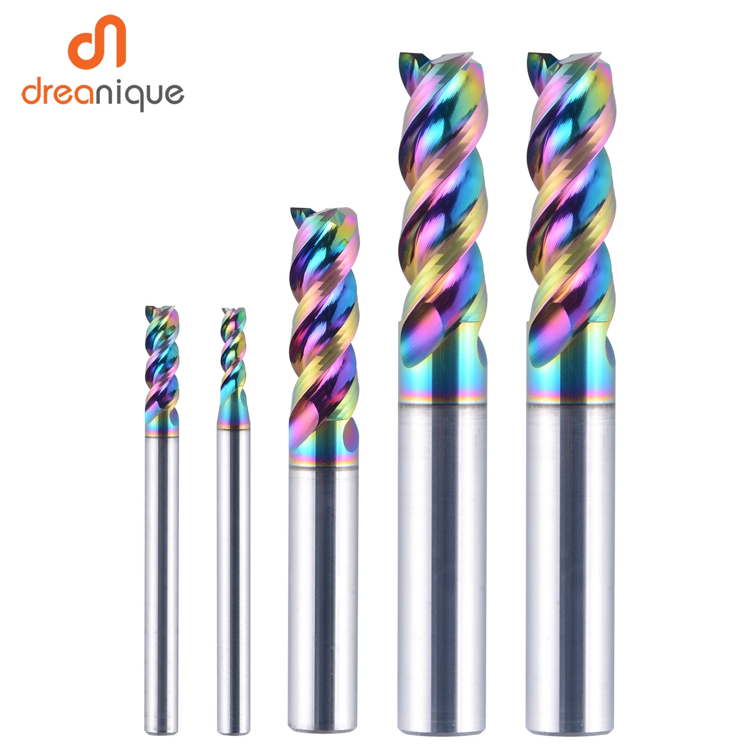 Dreanique 1pc 1-12mm 3 Flute Solid carbide Carbide Alloy End Mill, DLC Coating, U-Shaped Milling Cutter for Aluminium DAU3E