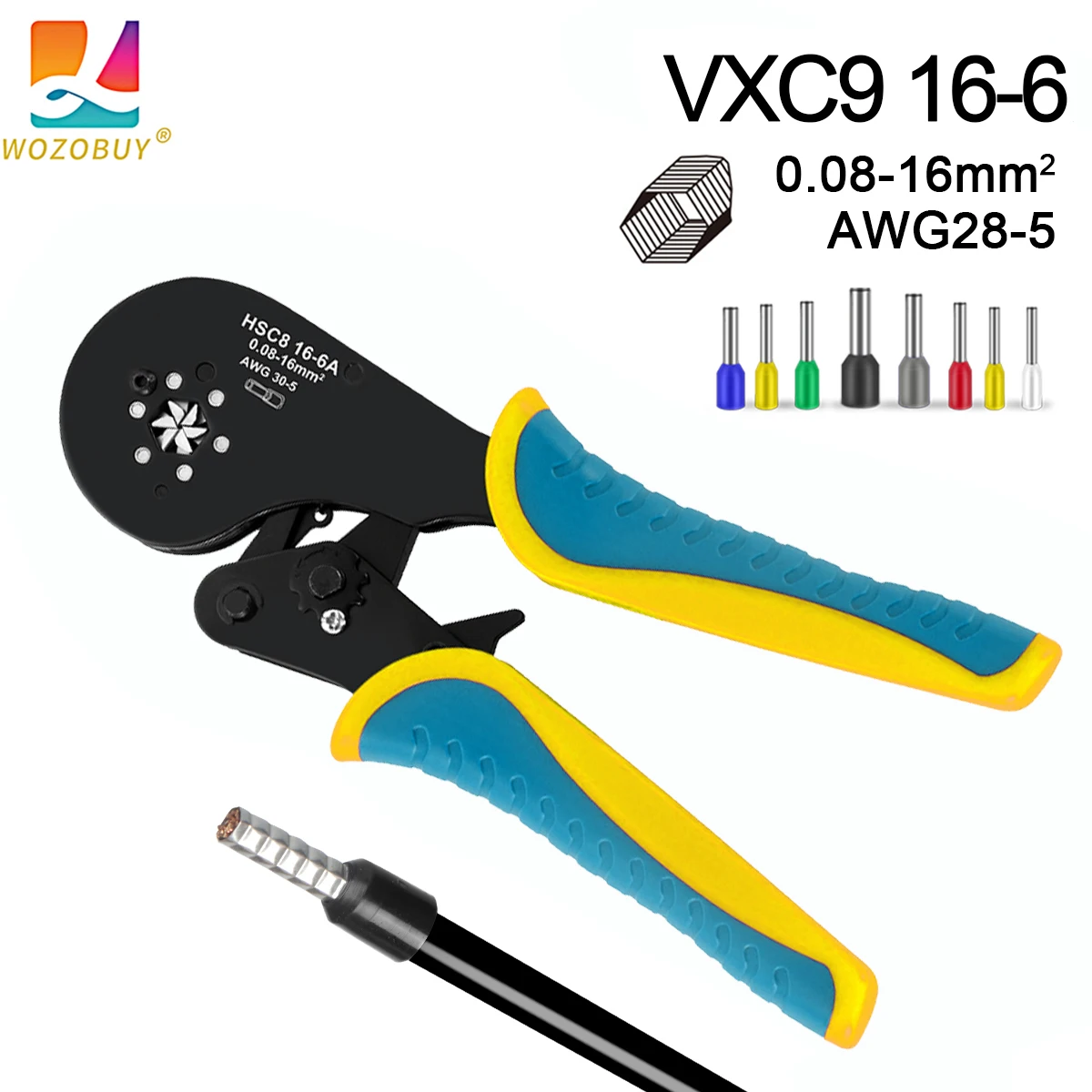 Ferrule Crimping Tool Kit, Wire Ferrule Crimper Plier Kit,Hexagonal Crimpers (0.08-16mm²/AWG28-5) for Wire Ferrules Connectors