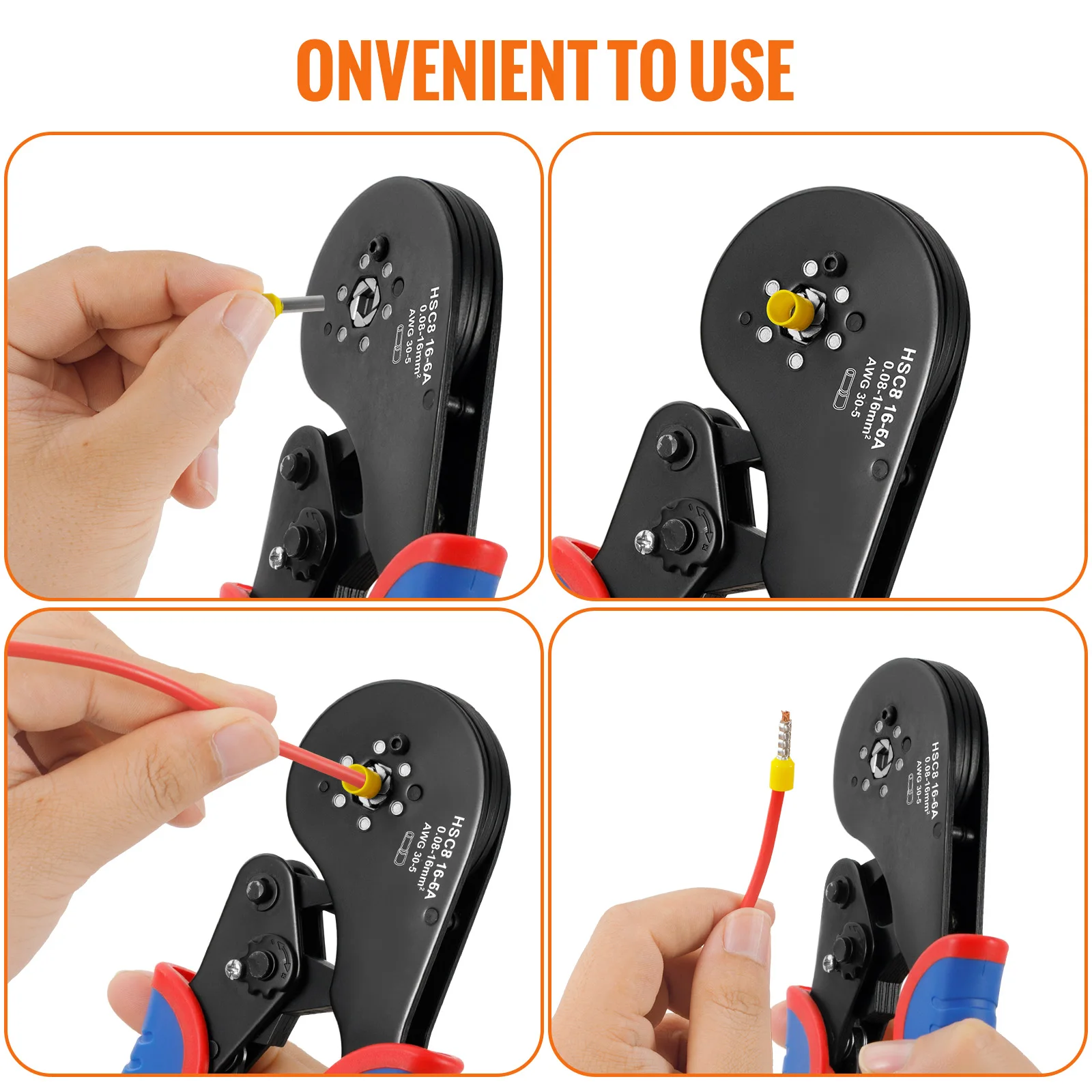 Ferrule Crimping Tool Kit, Wire Ferrule Crimper Plier Kit,Hexagonal Crimpers (0.08-16mm²/AWG28-5) for Wire Ferrules Connectors