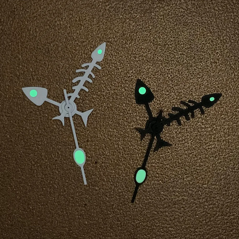 Steel Fish Bone Needles Watch Hands Pointer Green Luminous Replacement Modified Part For NH35/NH36/4R/7S Movement Accessories