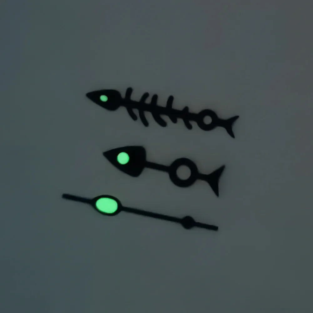 Steel Fish Bone Needles Watch Hands Pointer Green Luminous Replacement Modified Part For NH35/NH36/4R/7S Movement Accessories