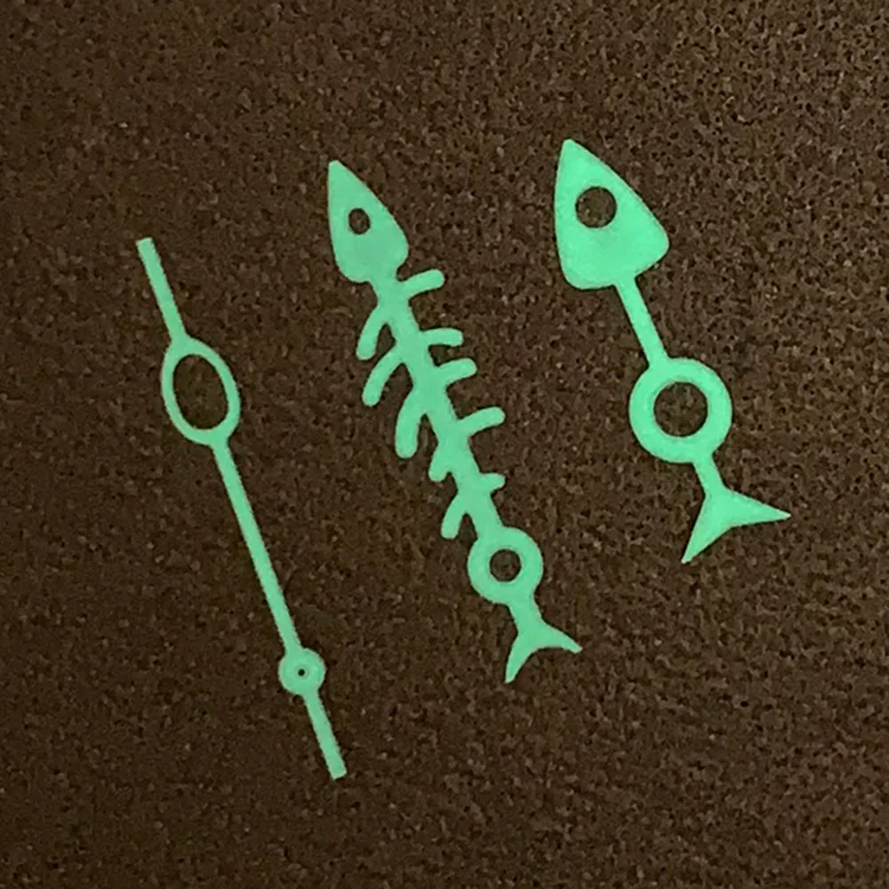 Steel Fish Bone Needles Watch Hands Pointer Green Luminous Replacement Modified Part For NH35/NH36/4R/7S Movement Accessories
