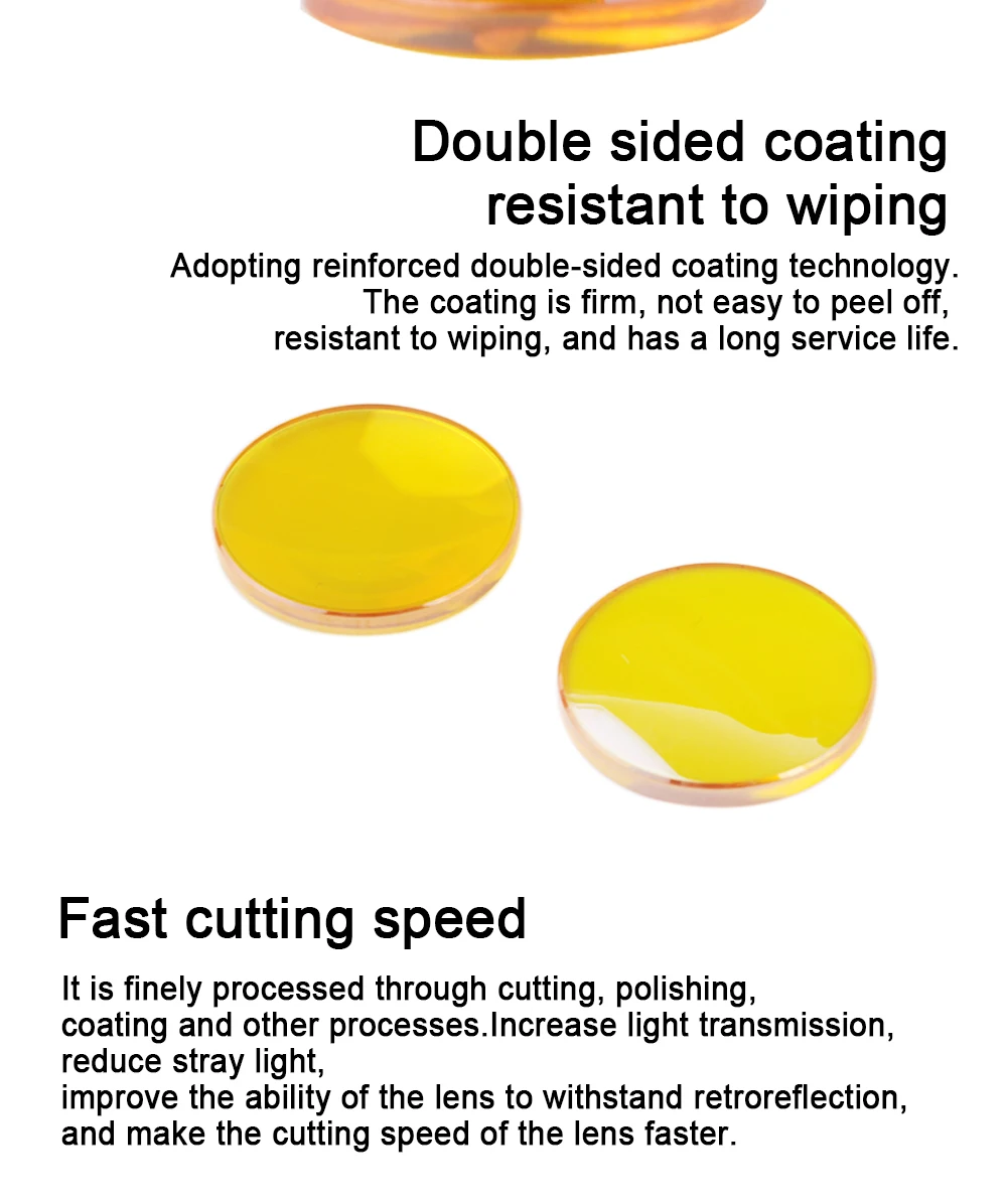 PVD ZnSe Co2 Laser Focus Lens Dia.12/18/19.05/20/25mm FL38.1/50.8/63.5/76.2/101.6mm for CO2 Laser Engraving Cutting Machine