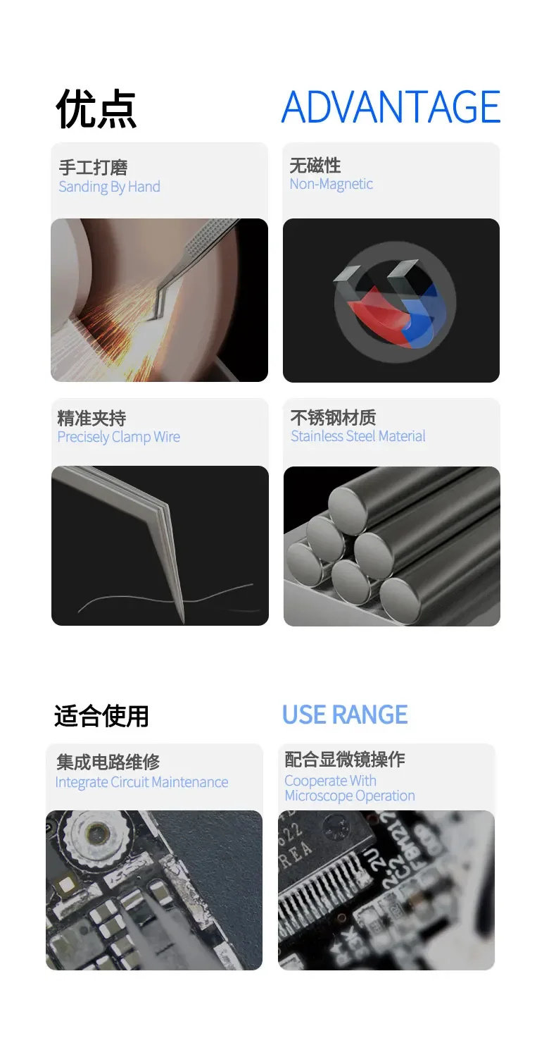 MECHANIC Aax-17 Stainless Steel Tin Positioning Tweezers for IC Chip Repair Precise Clamping of Tin wire Non-slip Wear-resistant