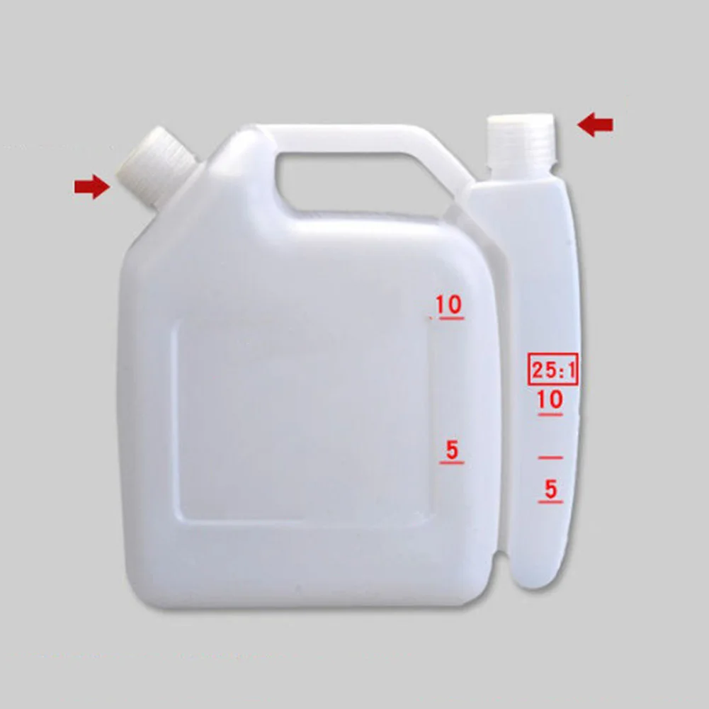 1.5L 4L Oil Mixing Container for Chainsaws and Trimmers with Dual Compartments Easy Pour and 25 to 1 40 to 1 50 to 1 Ratio Marks