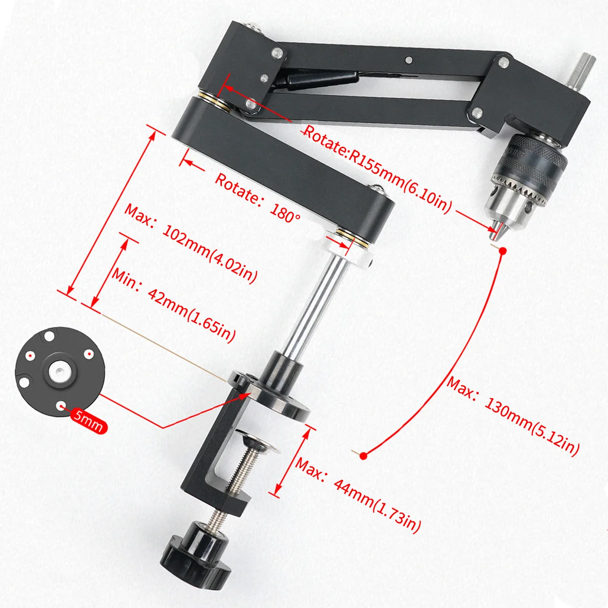 Adjustable Articulating Cantilever Tapping Arm Stand for Hand Electric Drills,Tapping Guide Tool for Aluminum Profile DIY