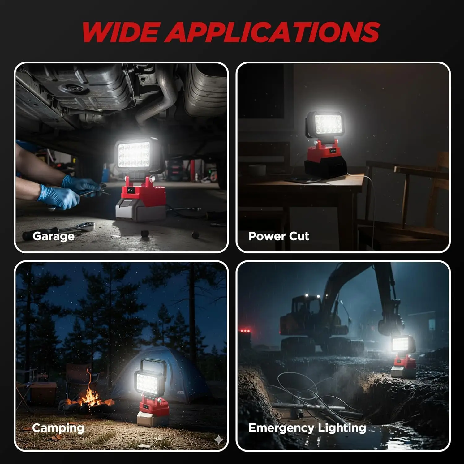 LED Light For Milwaukee Battery M-18 3In Portable Spotlight Cordless Outdoor Work Fishing Handheld Emergency Tool Light