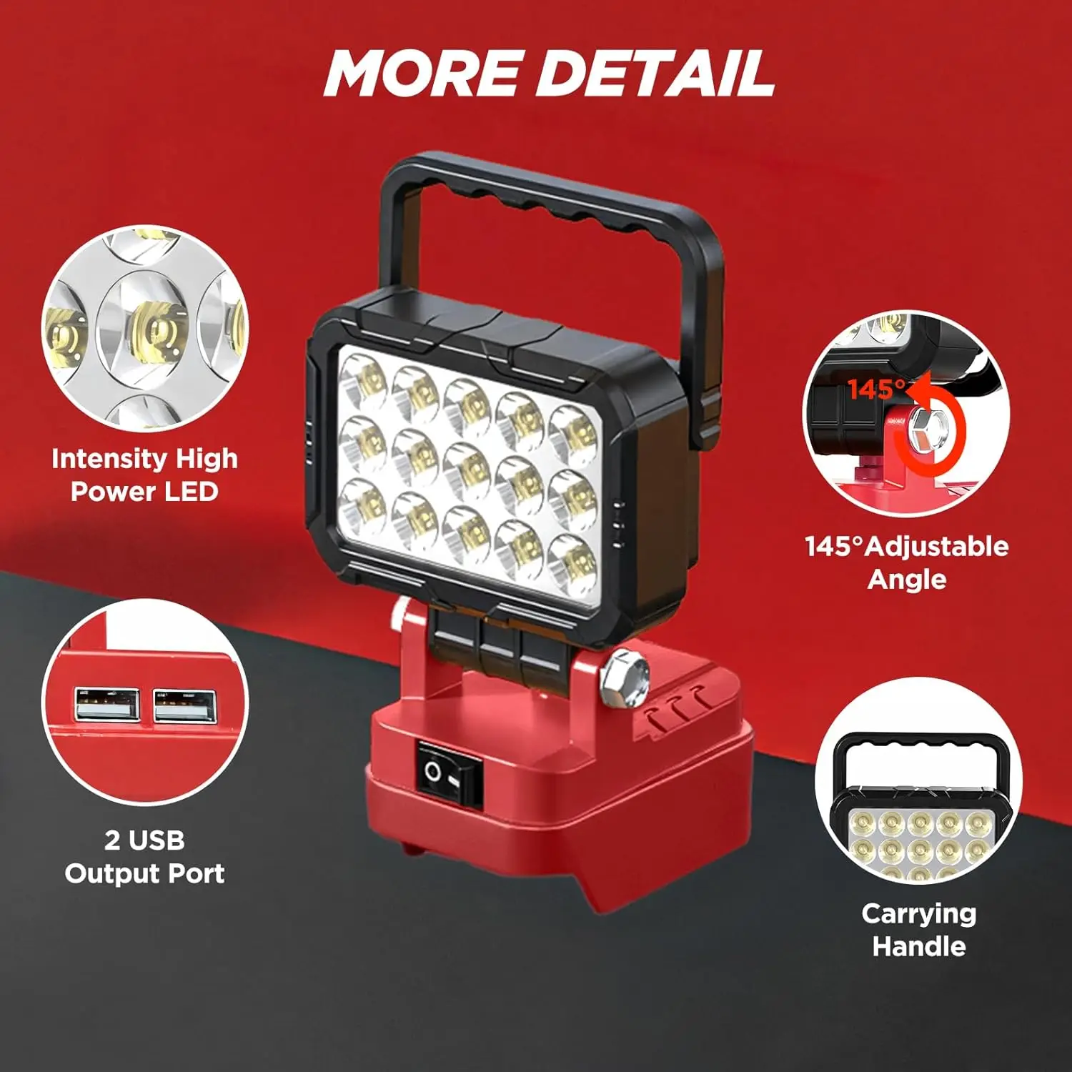 LED Light For Milwaukee Battery M-18 3In Portable Spotlight Cordless Outdoor Work Fishing Handheld Emergency Tool Light