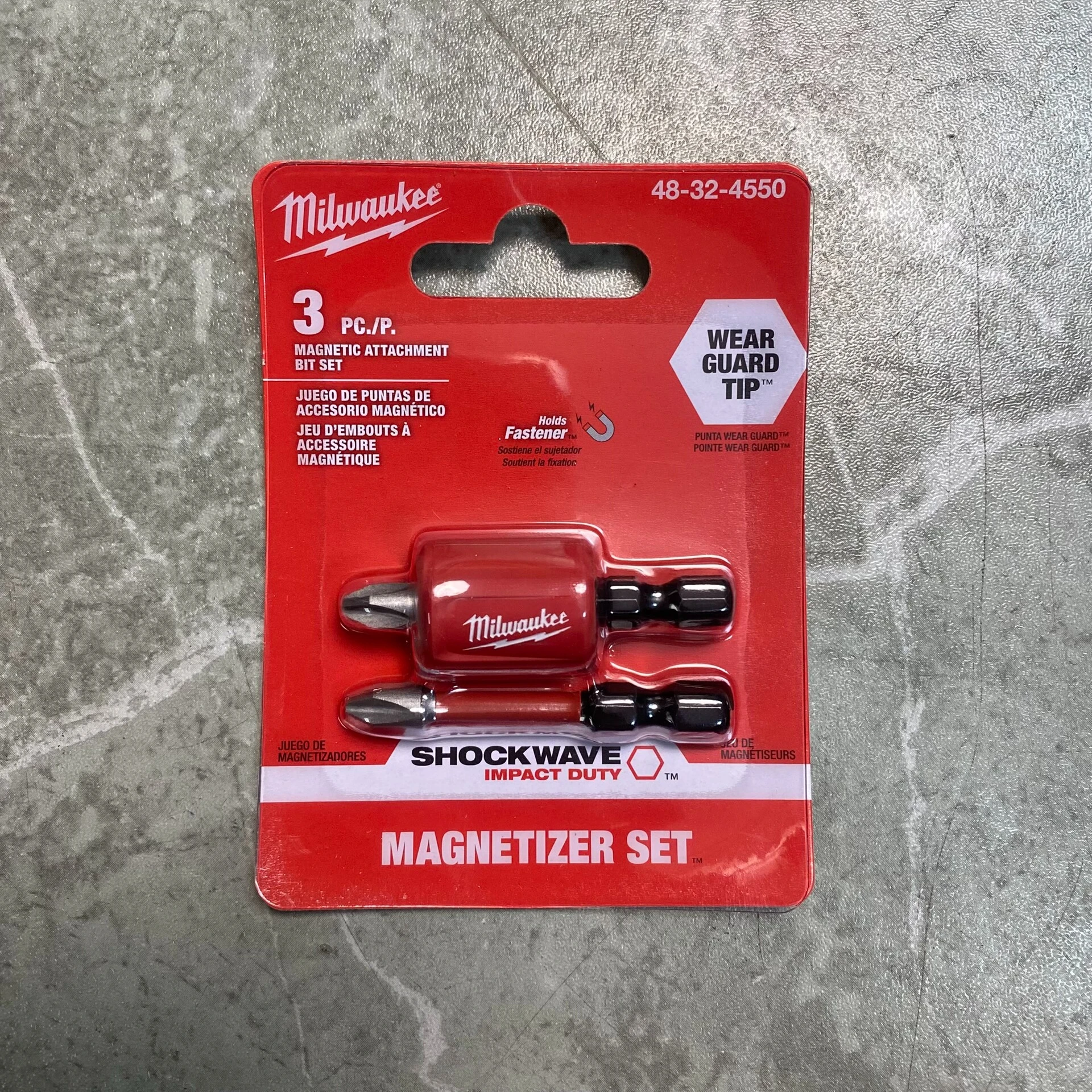 Milwaukee 48-32-4550 3PC SHOCKWAVE Impact Duty Magnetic Attachment & PH2 Bit Set Professional Power Tool Accessories