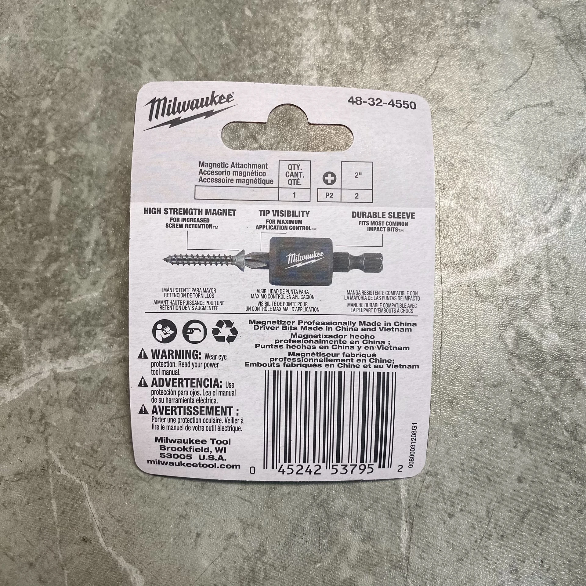 Milwaukee 48-32-4550 3PC SHOCKWAVE Impact Duty Magnetic Attachment & PH2 Bit Set Professional Power Tool Accessories