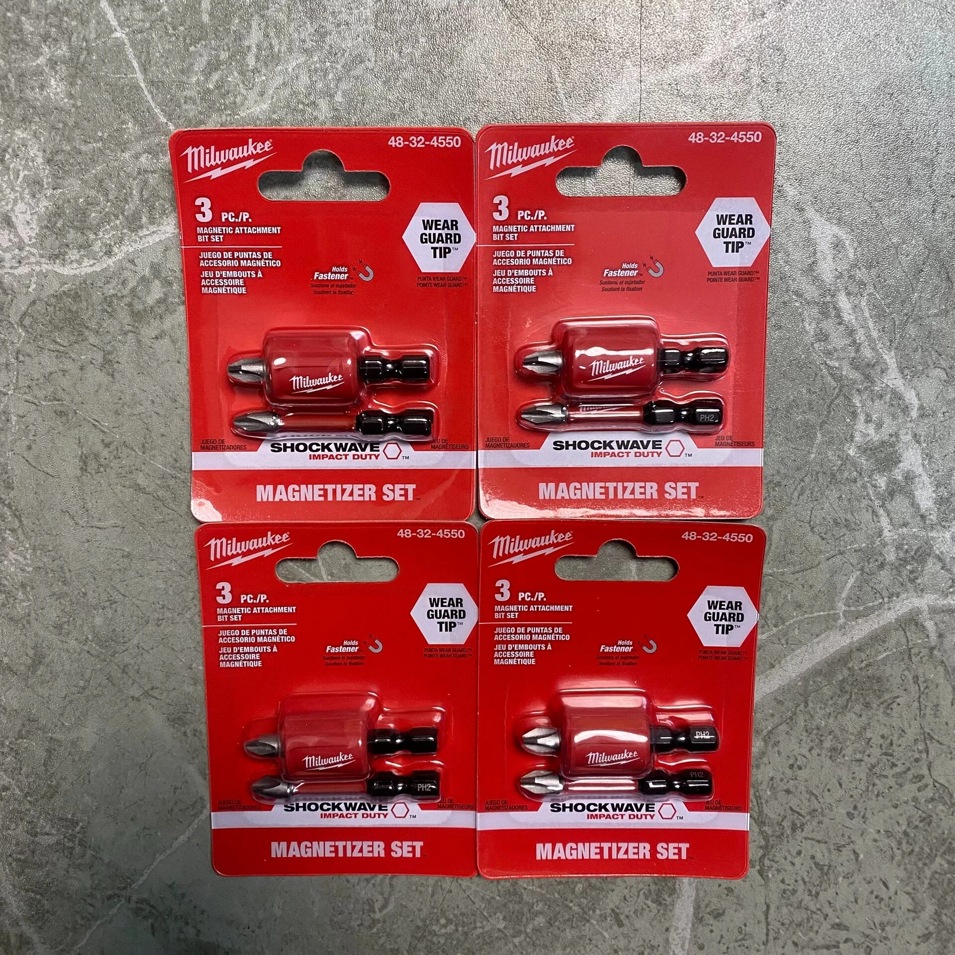 Milwaukee 48-32-4550 3PC SHOCKWAVE Impact Duty Magnetic Attachment & PH2 Bit Set Professional Power Tool Accessories
