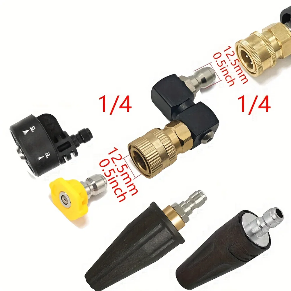 360° Rotating Pressure Washer Gun Jet Nozzle, 1/4" Quick Connect Adapter for Car Cleaning - Leak-Proof, Water Saving