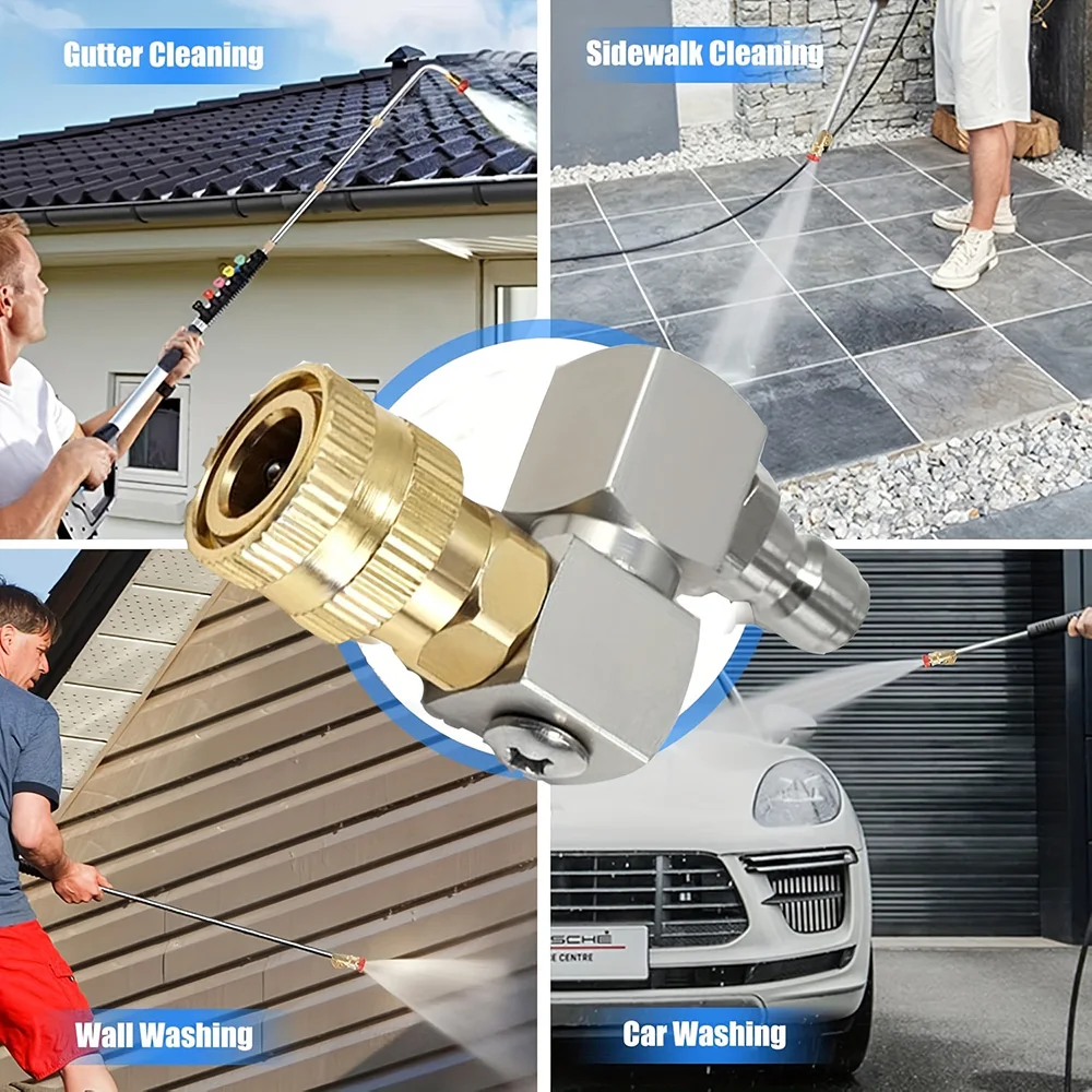 360° Rotating Pressure Washer Gun Jet Nozzle, 1/4" Quick Connect Adapter for Car Cleaning - Leak-Proof, Water Saving