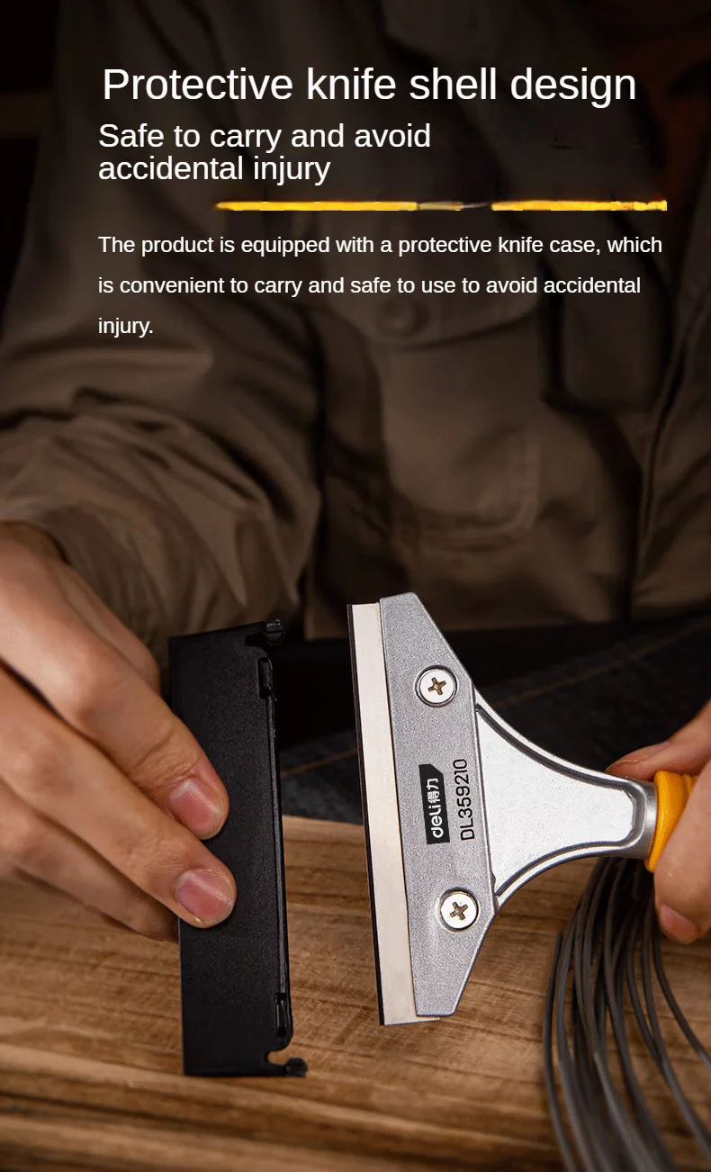 Deli Portable Cleaning Knife Cleaning Shovel Cutter Glass Floor Tiles Scraper Blade Seam Removal Household Kitchen Hand Tool