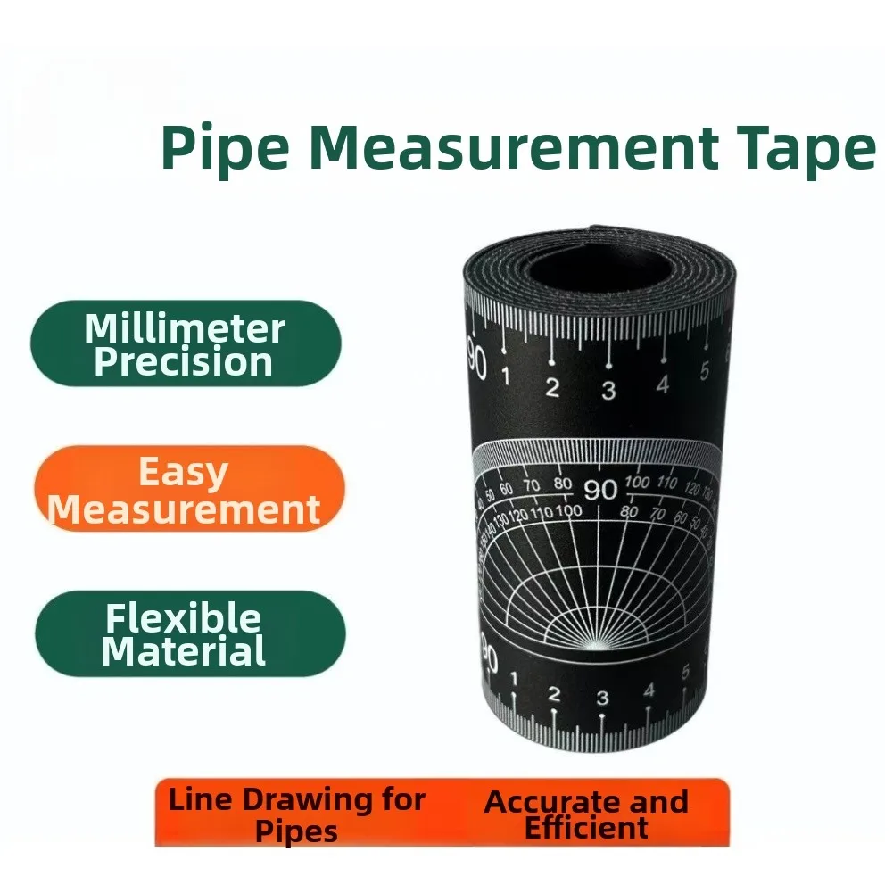 1pc 1-6inch Pipe Diameter Measuring Tape Pipe Trimming Paper Pipe Trimming Ruler Pipe Fitting Ring Millimeter-level Readings