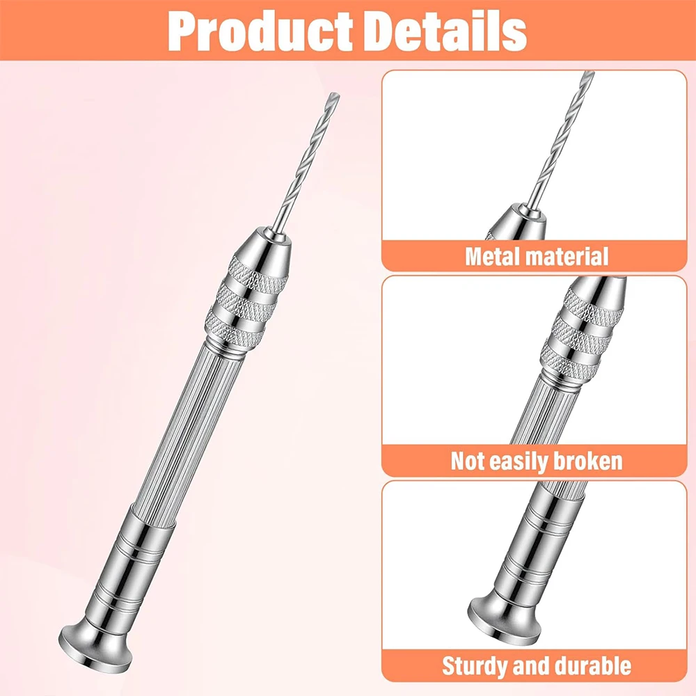 Pin Vise Hand Drill Set with 10Pcs Twist Drill Bits Manual Mini Hand Twist Drill for Resin Jewelry Making Wood Model Tool