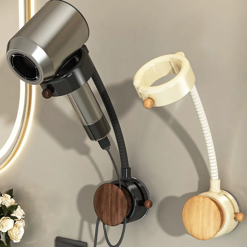 Rotatable Lazy Hair Dryer Holder Bathroom Non-punching Wall-Mounted Wind Duct Storage Rack Adjustable Hair Dryer Storage Rack