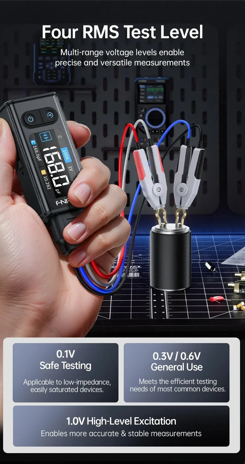 FNIRSI LCR-ST2 Portable Smart Tweezer LCR SMD ESR Tester Resistance Capacitance Inductance Continuity Diode Test Measurement
