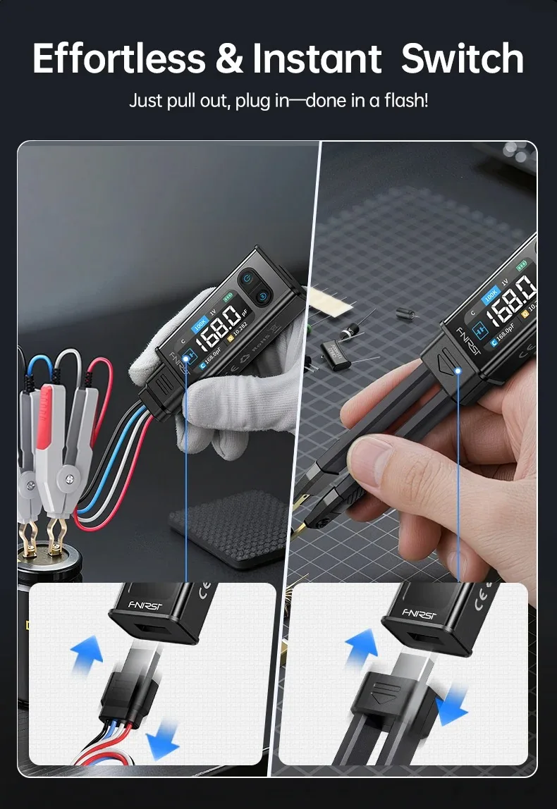 FNIRSI LCR-ST2 Portable Smart Tweezer LCR SMD ESR Tester Resistance Capacitance Inductance Continuity Diode Test Measurement