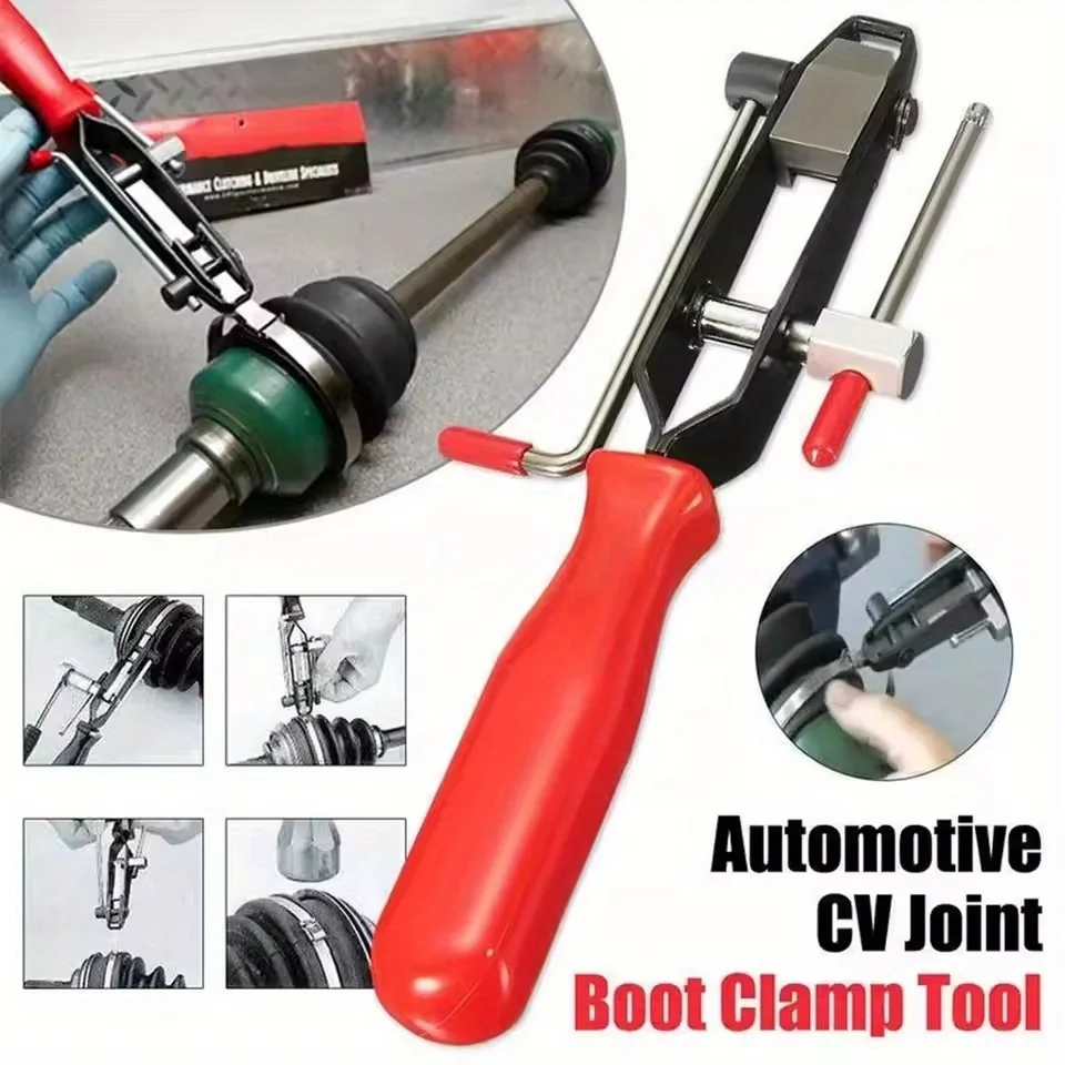 CV Boot Clamp Pliers CV Joint Ear Clamp Banding Tool Set with 8 Crimp Bands For Vehicles ATV UTV Boot Clamps
