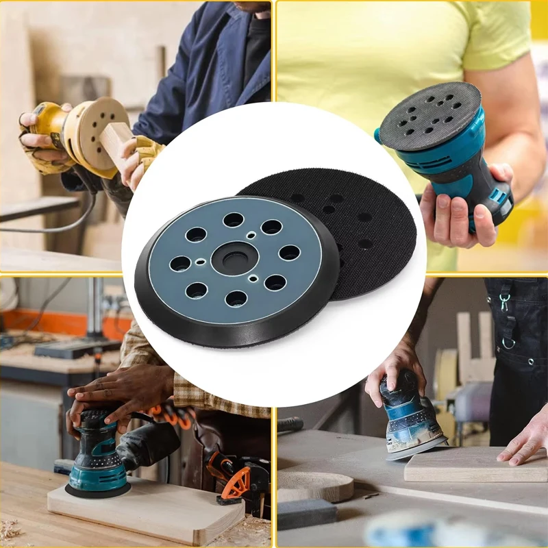 5 inch 8 Hole Replacement Sander Pads 123/125mm Hook and Loop Sanding Disc Pad Sander Backing Pad Replacement Parts Accessories